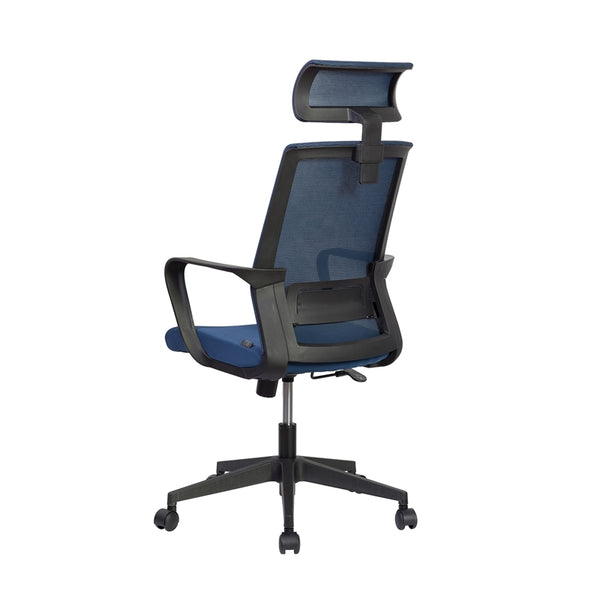 Директорски стол Smart HB, дамаска и меш, Tilt механизъм, до 120 kg, тъмносиня седалка, тъмносиня облегалка