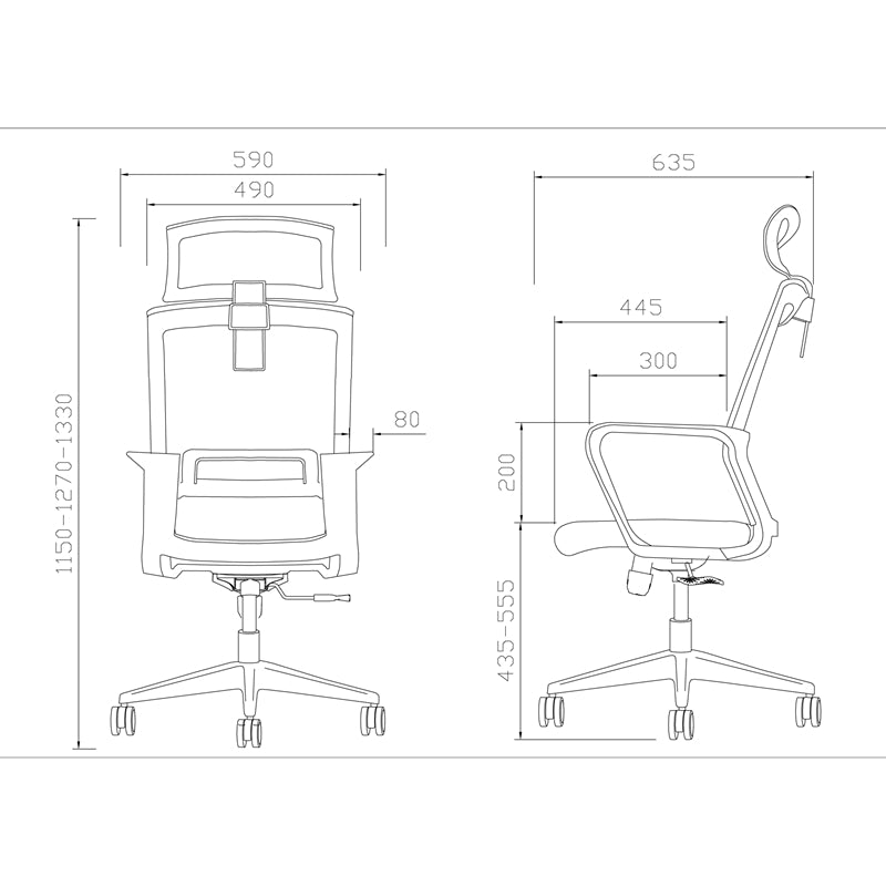Директорски стол Smart HB, дамаска и меш, Tilt механизъм, до 120 kg, черна седалка, черна облегалка