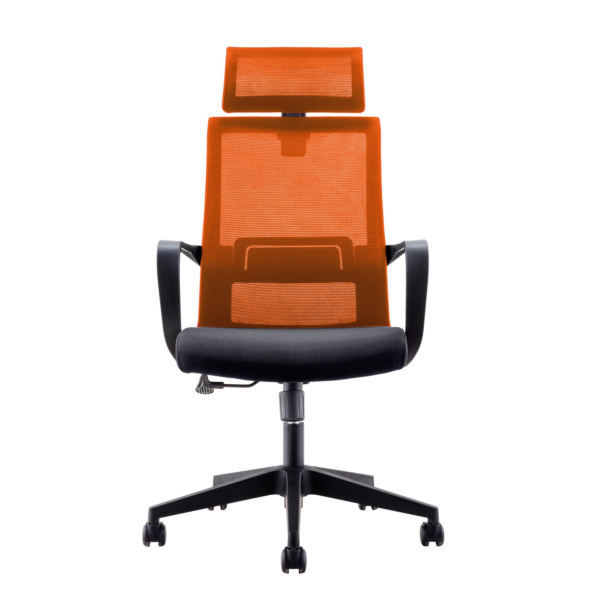 Директорски стол Smart HB, дамаска и меш, Tilt механизъм, до 120 kg, черна седалка, оранжева облегалка
