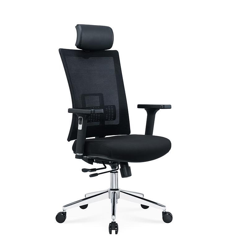 Ергономичен стол Luxe HB Chrome, дамаска и меш, Multi-function механизъм, до 120 kg, черна седалка, черна облегалка