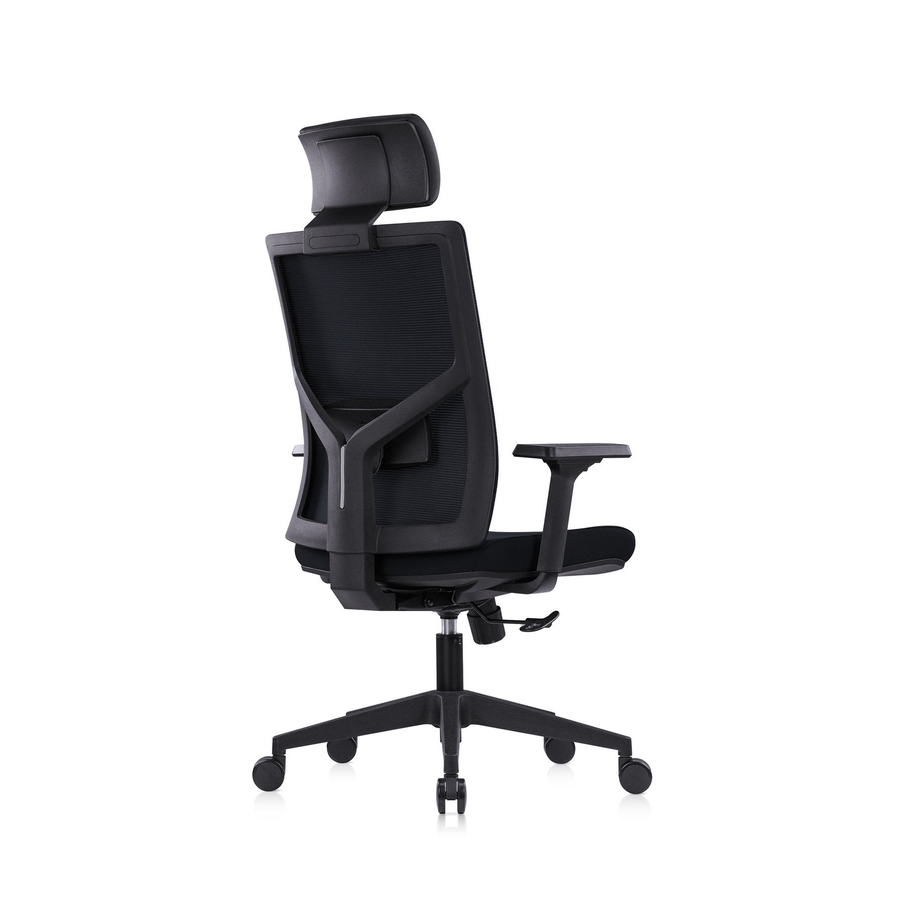 Ергономичен стол Snow Black HB, дамаска и меш, Multi-function механизъм, до 120 kg, черна седалка, черна облегалка