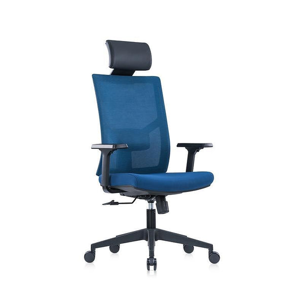 Ергономичен стол Snow Black HB, дамаска и меш, Multi-function механизъм, до 120 kg, тъмносиня седалка, тъмносиня облегалка