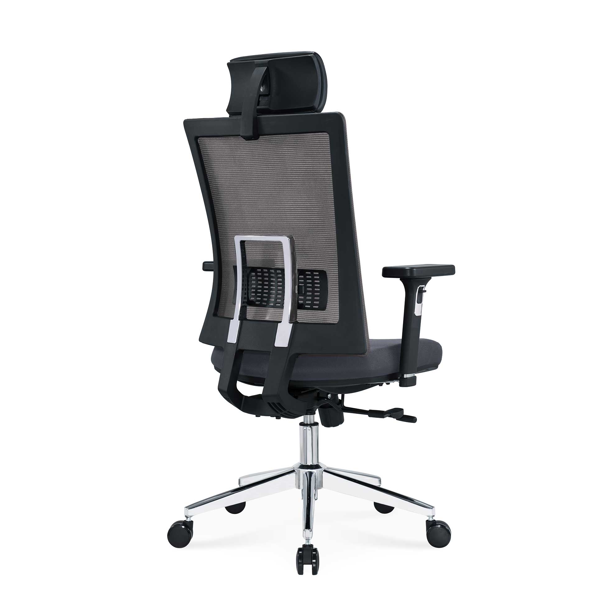 Ергономичен стол Luxe Chrome HB, дамаска и меш, Multi-function механизъм, до 120 kg, сив