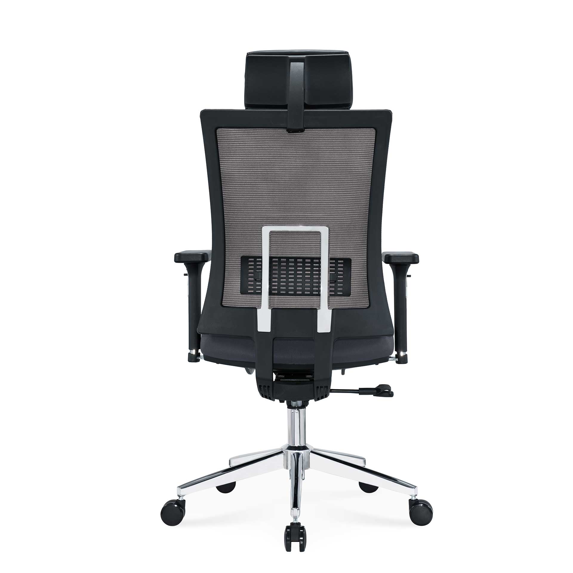 Ергономичен стол Luxe Chrome HB, дамаска и меш, Multi-function механизъм, до 120 kg, сив