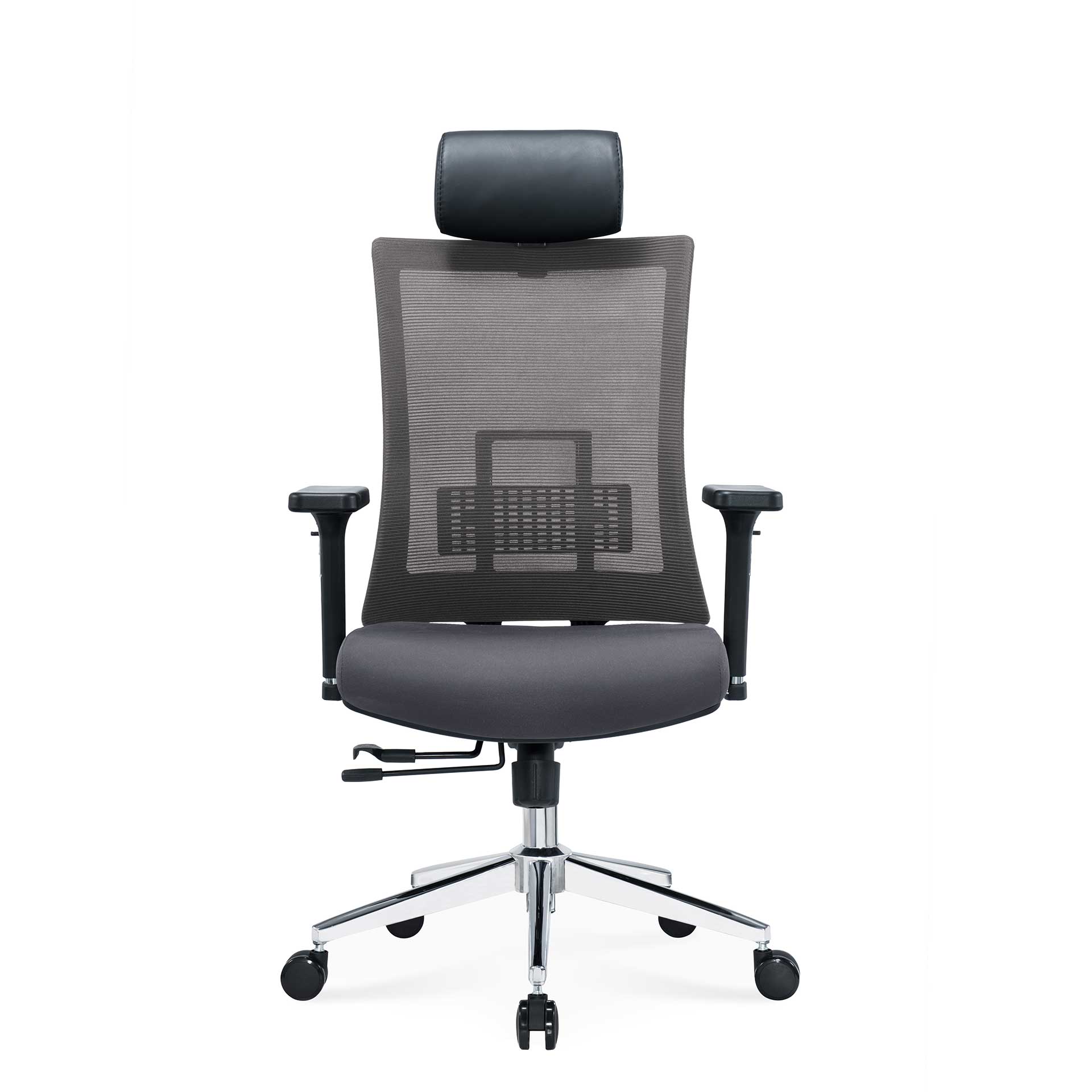 Ергономичен стол Luxe Chrome HB, дамаска и меш, Multi-function механизъм, до 120 kg, сив
