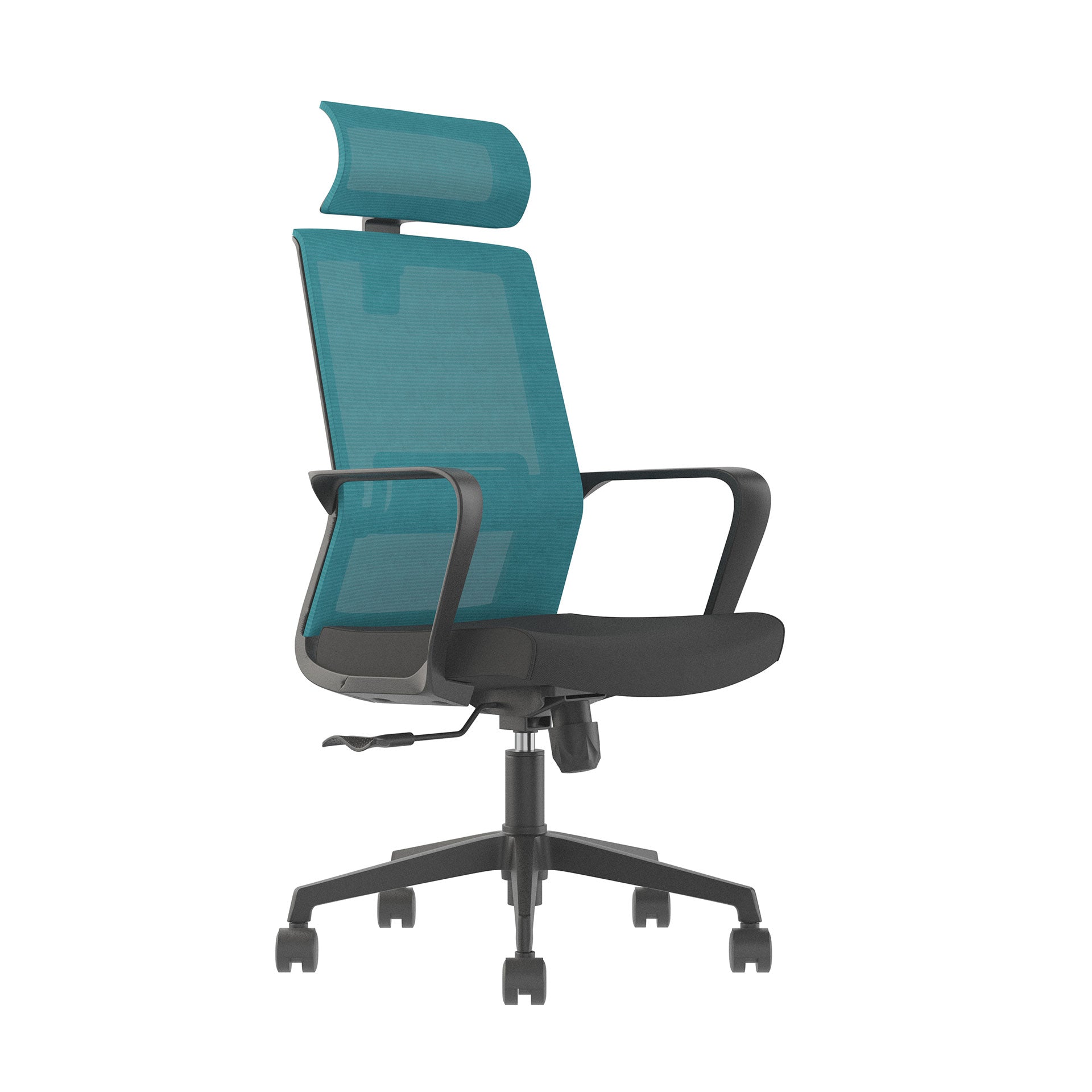 Директорски стол Smart HB, дамаска и меш, Tilt механизъм, до 120 kg, черна седалка, синя облегалка