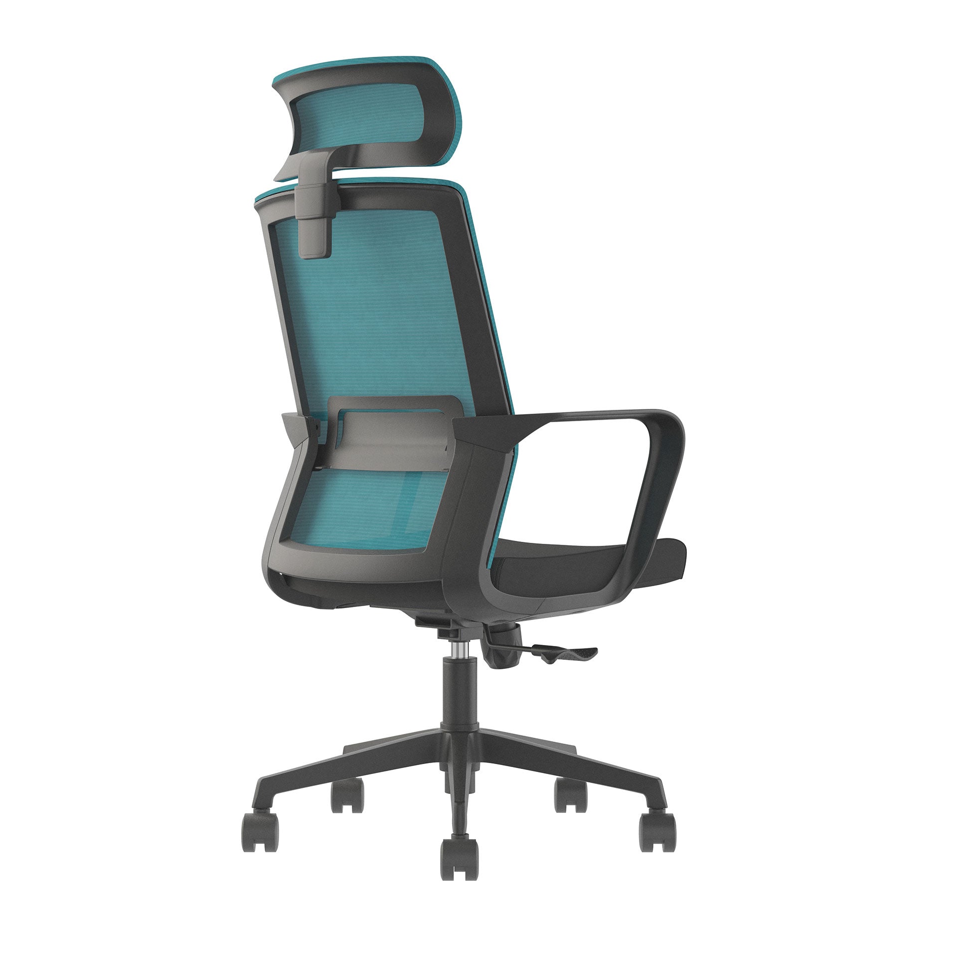 Директорски стол Smart HB, дамаска и меш, Tilt механизъм, до 120 kg, черна седалка, синя облегалка