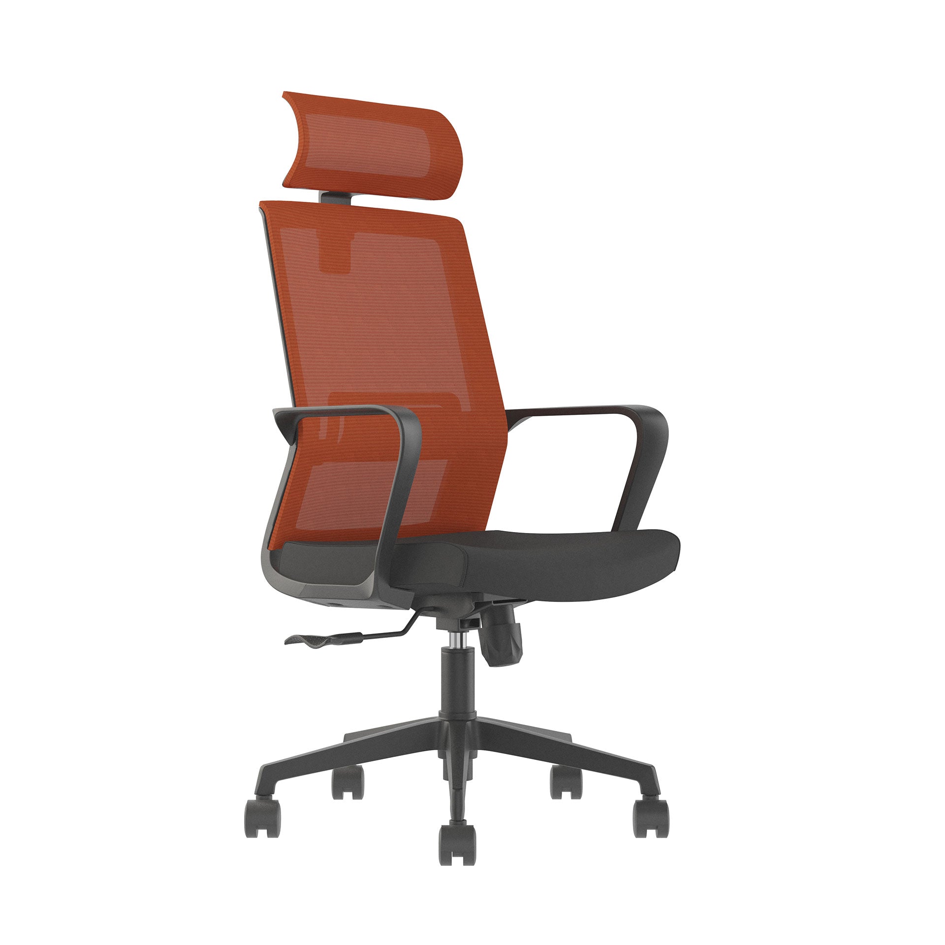 Директорски стол Smart HB, дамаска и меш, Tilt механизъм, до 120 kg, черна седалка, тъмночервена облегалка