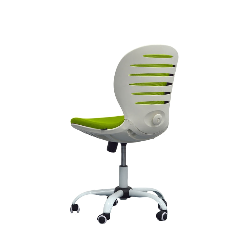 Детски стол Flexy White, дамаска и меш, зелена седалка, зелена облегалка