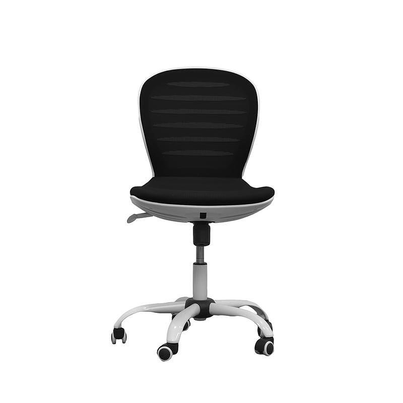 Детски стол Flexy White, дамаска и меш, черна седалка, черна облегалка