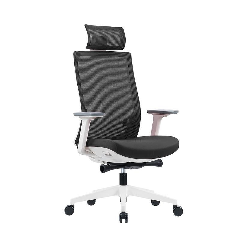 Ергономичен стол Meteor White HB, дамаска и меш, до 130 kg, сива седалка, сива облегалка