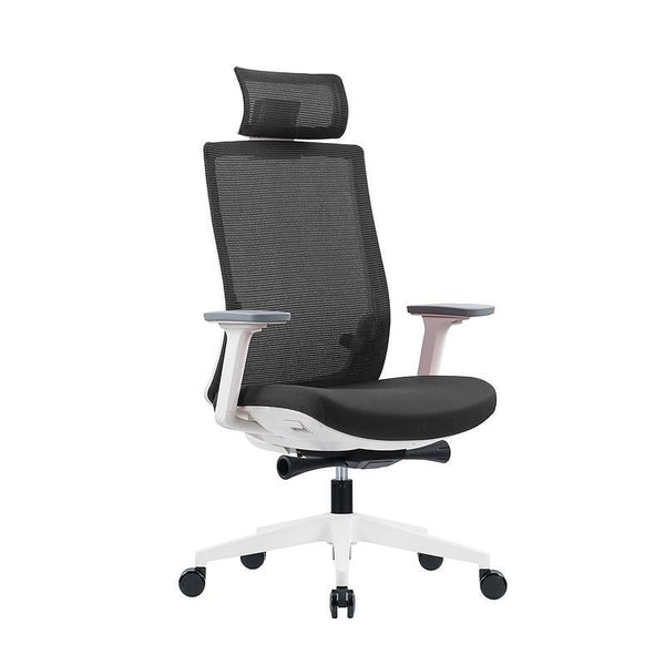 Ергономичен стол Meteor White HB, дамаска и меш, до 130 kg, сива седалка, сива облегалка