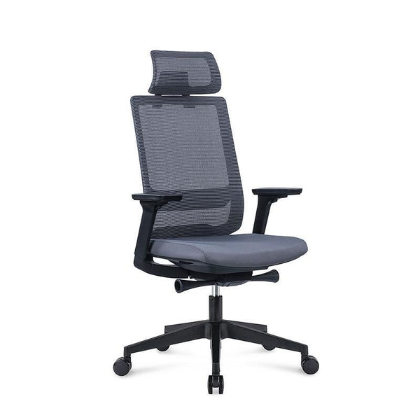 Ергономичен стол Meteor X Black HB, дамаска и меш, до 130 kg, сива седалка, сива облегалка