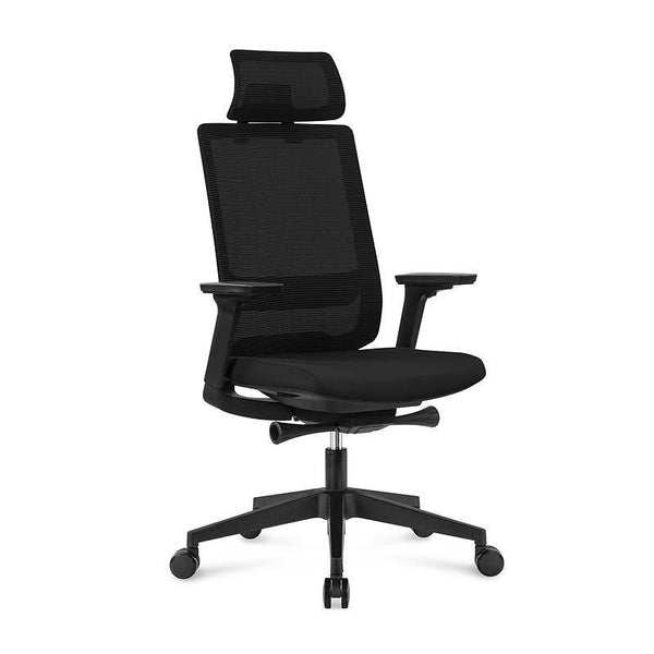 Ергономичен стол Meteor X Black HB, дамаска и меш, до 130 kg, черна седалка, черна облегалка