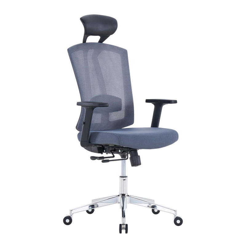 Ергономичен офис стол Primo Lux Chrome HB, дамаска и меш, до 130 kg, сив