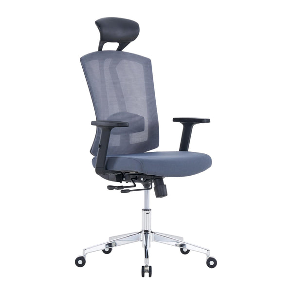 Ергономичен офис стол Primo Lux Chrome HB, дамаска и меш, до 130 kg, сив