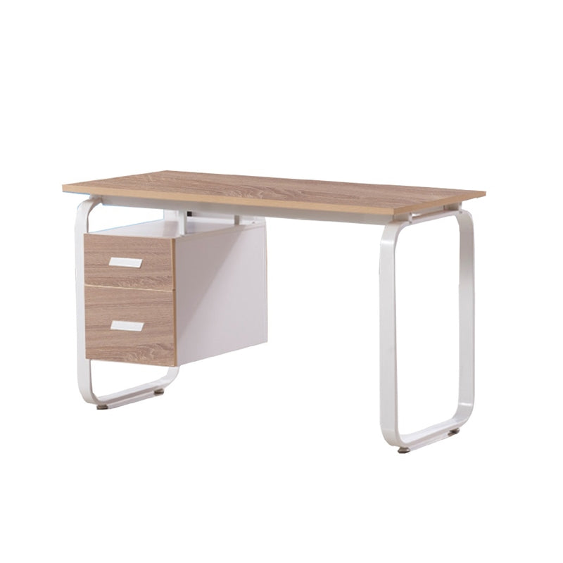 Офис бюро Shape O, 120 х 60 х 76 cm, меламин дъб, бял метал, с контейнер
