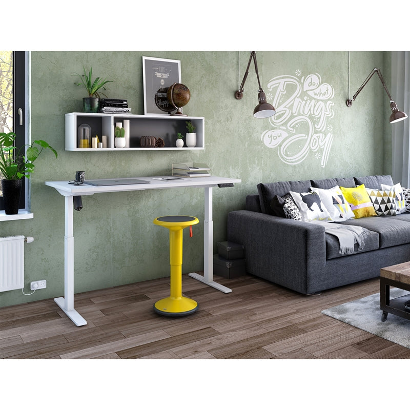 Ергономично eлектрическо бюро с регулируема височина Light Pro, 1400 x 700 x 710-1190 mm, ПДЧ 25 mm, бял плот, бели метални крака