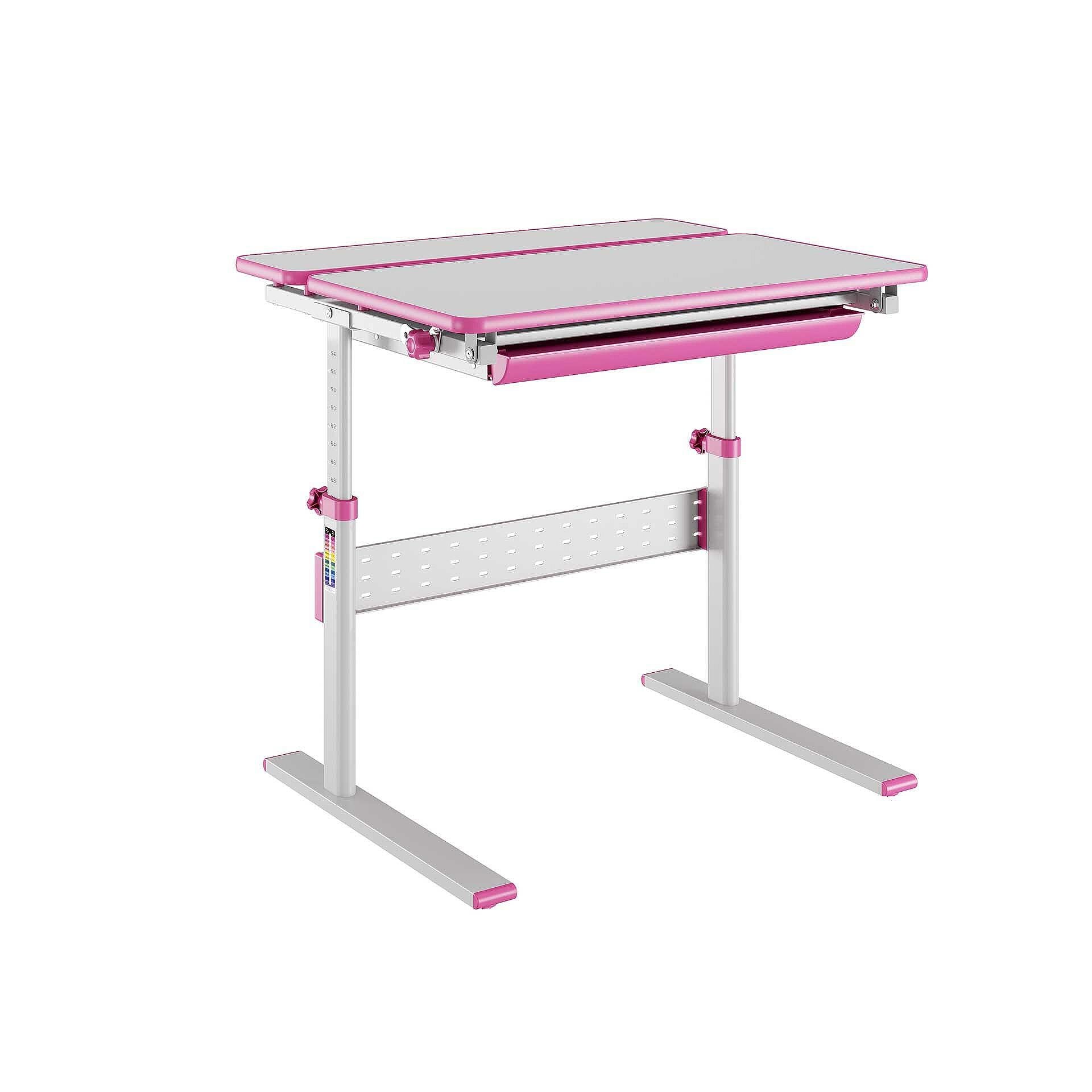 Бюро Ergo Kids, с регулируема височина, детско, 800 х 660 х 540-760 mm, ПДЧ, розово