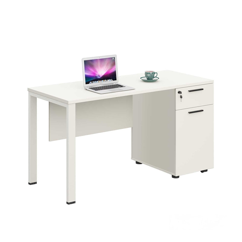 Бюро Monaco, с контейнер, 1200 х 600 х 750 mm, ПДЧ 25 mm, метални крака, бяло