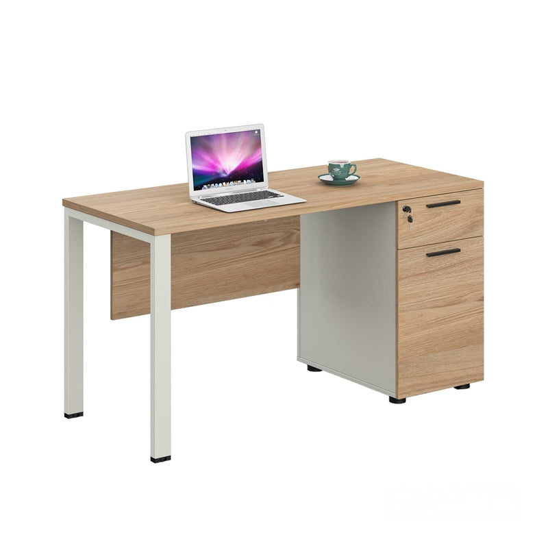 Бюро Monaco, с контейнер, 1200 х 600 х 750 mm, ПДЧ 25 mm, плот бряст, бели метални крака