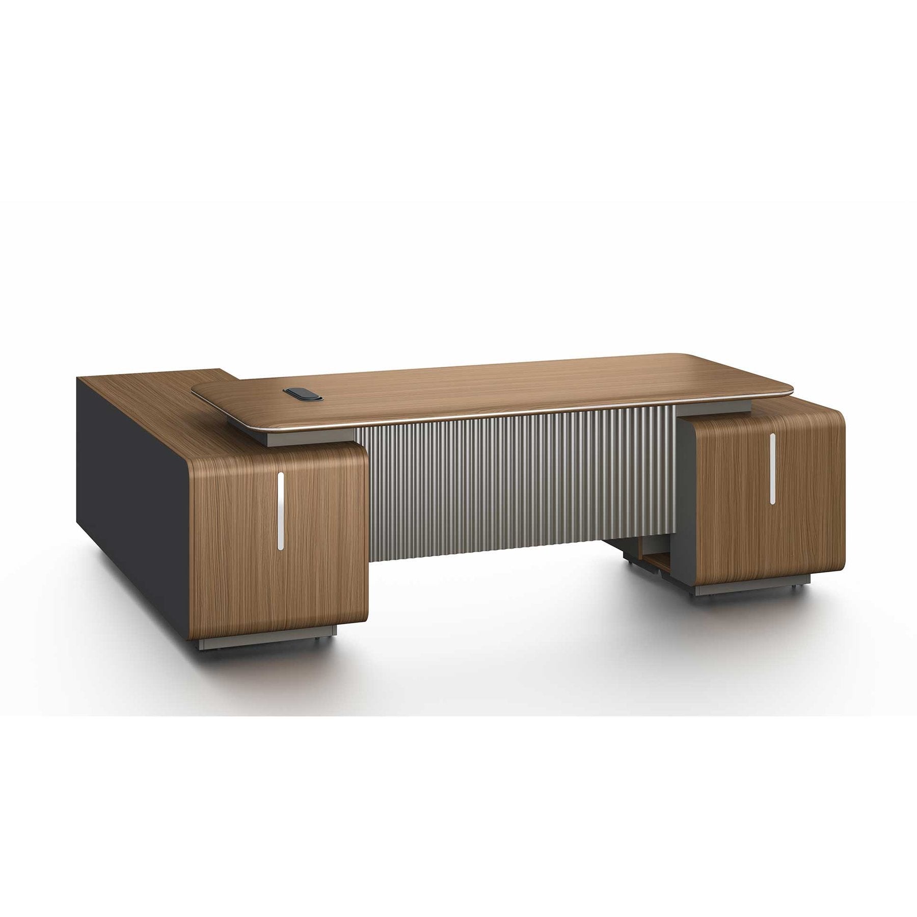 Бюро Parma, 2400 х 1850 х 760 mm, ПДЧ 50 mm, орех и перлен графит