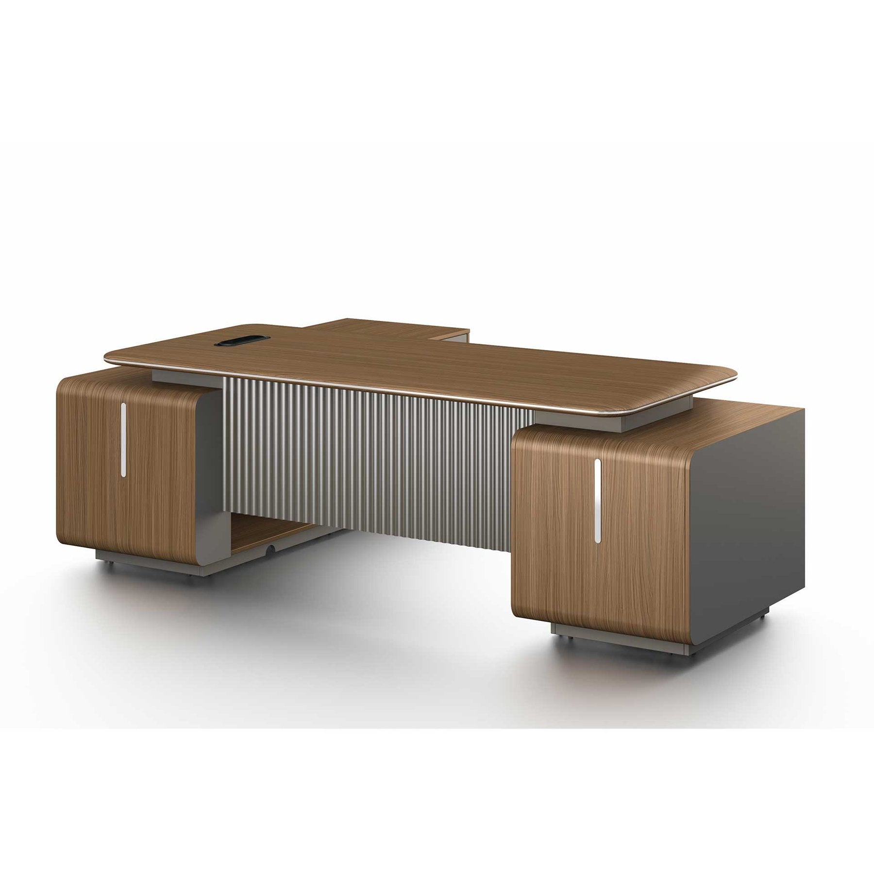 Бюро Parma, 2400 х 1850 х 760 mm, ПДЧ 50 mm, орех и перлен графит