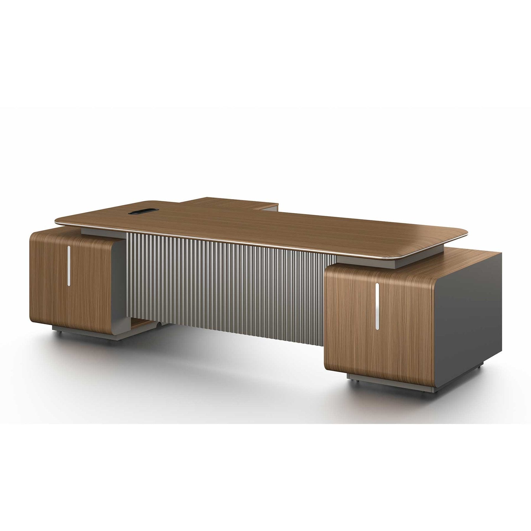 Бюро Parma, 2800 х 2050 х 760 mm, ПДЧ 50 mm, орех и перлен графит