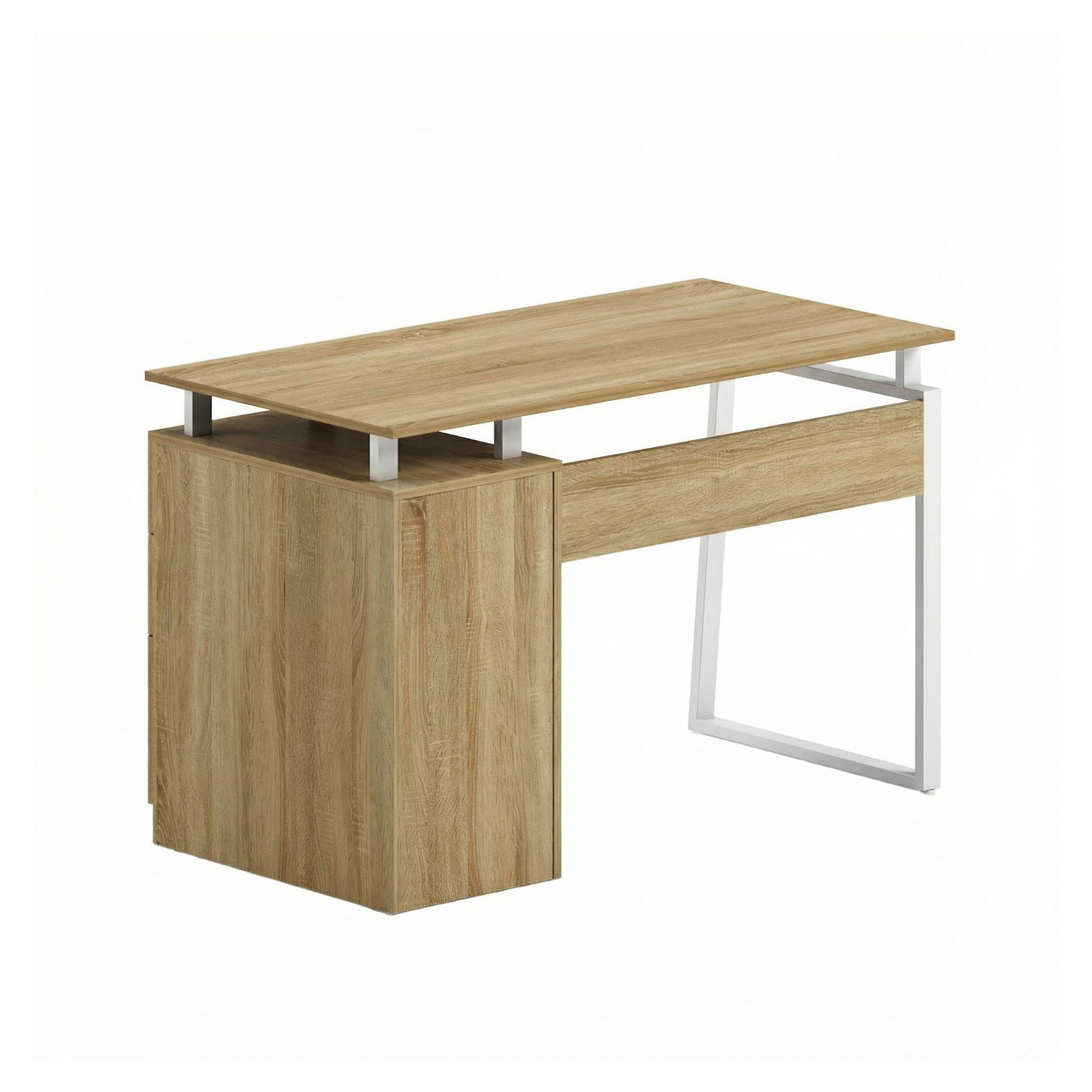 Бюро Shape Z, с контейнер, 1200 х 480 х 760 mm, ПДЧ 16 mm, плот дъб сонома, бял метал