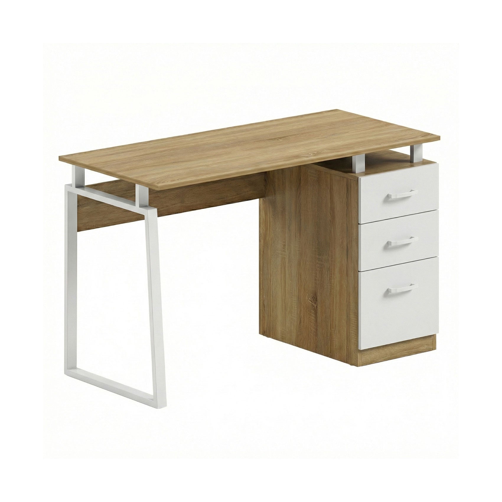 Бюро Shape Z, с контейнер, 1200 х 480 х 760 mm, ПДЧ 16 mm, плот дъб сонома, бял метал