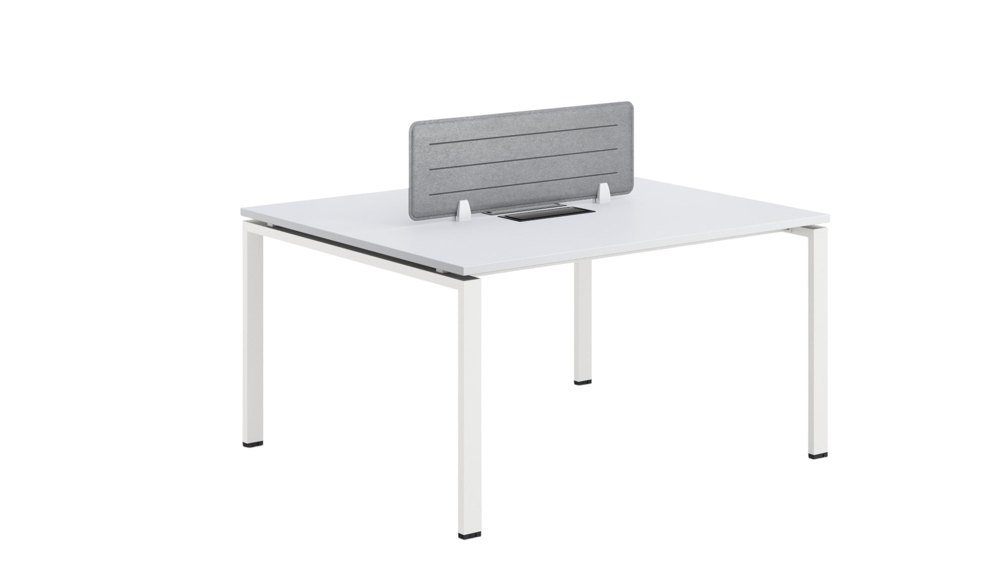 Бюро Бенч Monaco, двуместно, 1400 х 1200 х 750 mm, ПДЧ 25 mm, метални крака, бяло