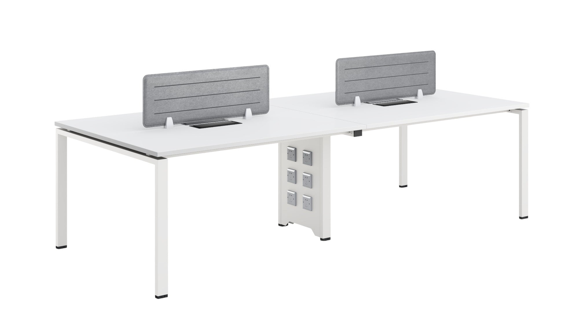 Бюро Бенч Monaco, четириместно, 2800 х 1200 х 750 mm, ПДЧ 25 mm, метални крака, бяло
