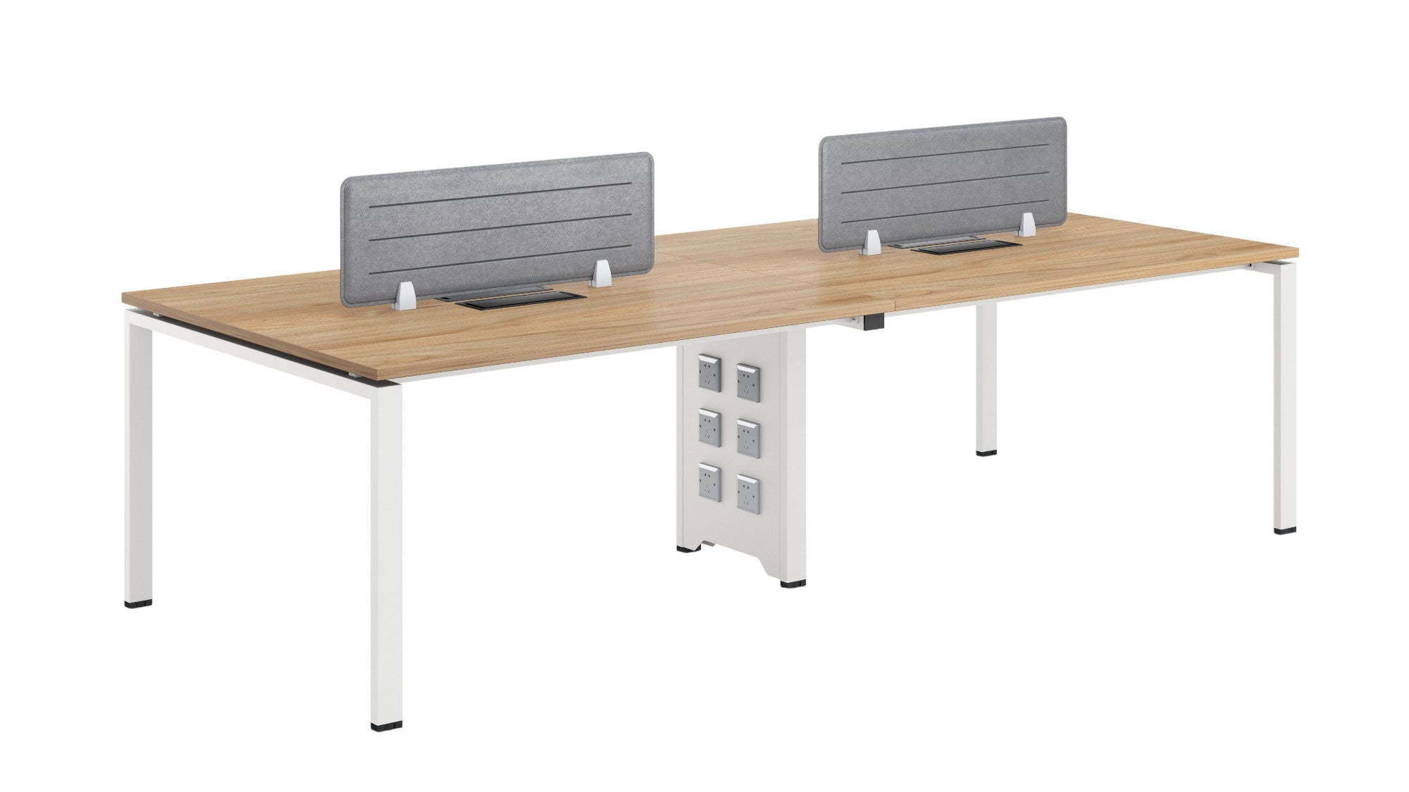 Бюро Бенч Monaco, четириместно, 2800 х 1200 х 750 mm, ПДЧ 25 mm, плот бряст, бели метални крака