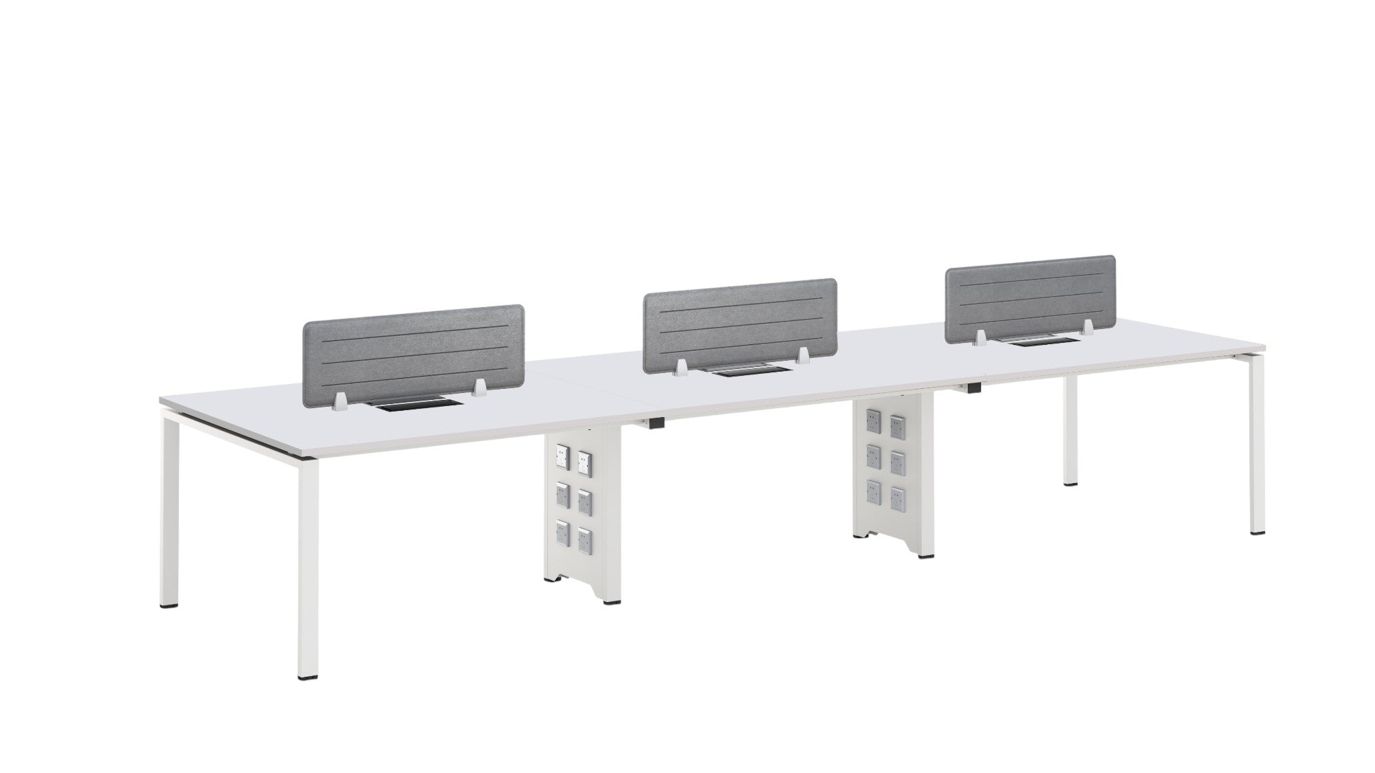 Бюро Бенч Monaco, шестместно, 4200 х 1200 х 750 mm, ПДЧ 25 mm, метални крака, бяло