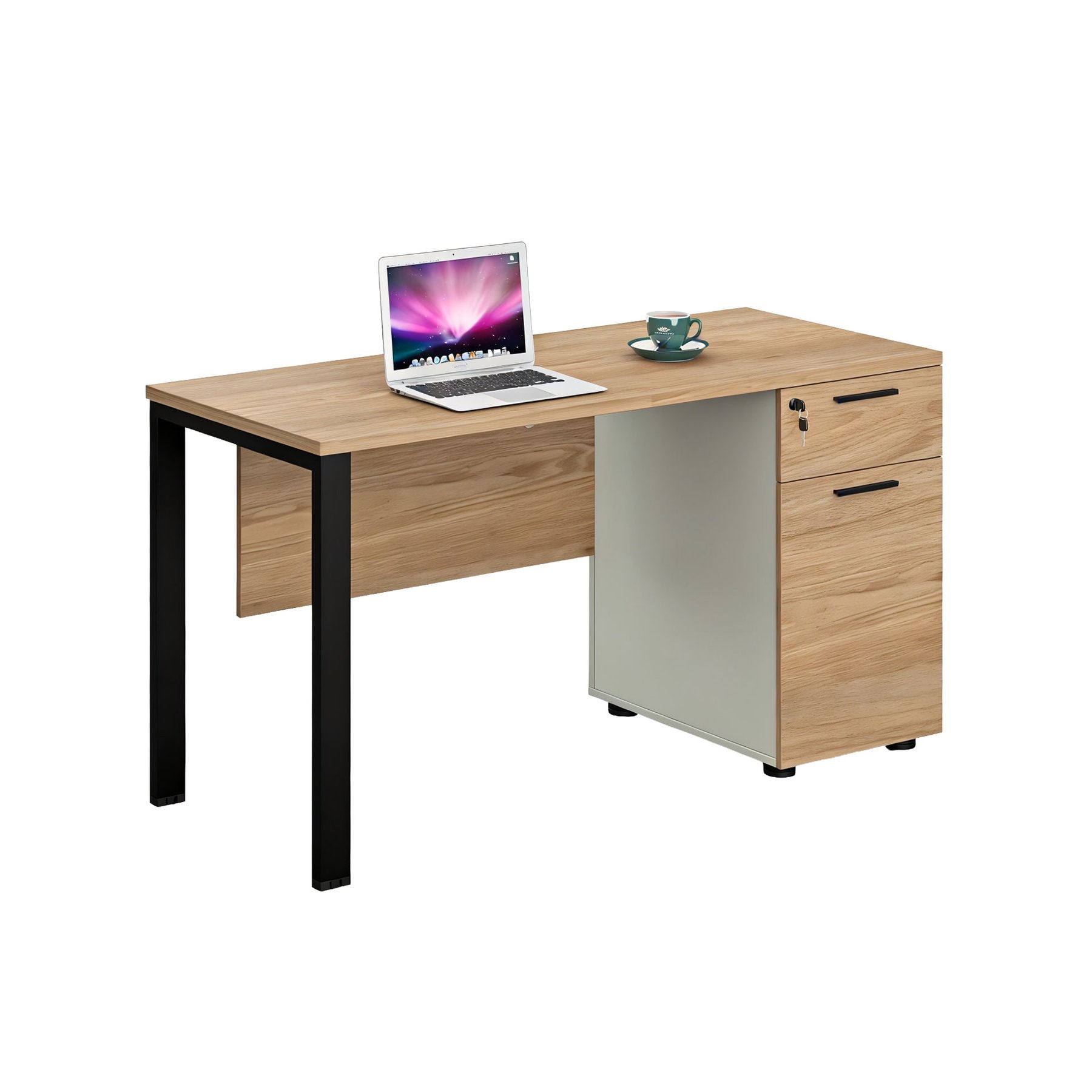Бюро Monaco, с контейнер, 1200 х 600 х 750 mm, ПДЧ 25 mm, плот бряст, черни метални крака