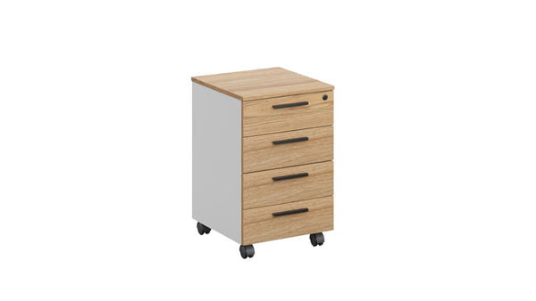 Контейнер за бюро Monaco, с 4 чекмеджета, 400 х 500 х 620 mm, с ключ, ПДЧ, бряст и бяло