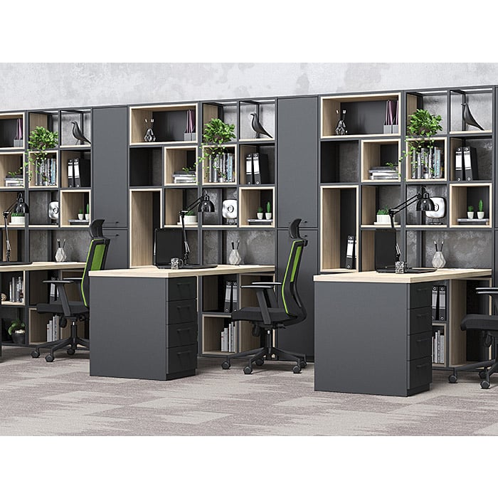 Стелаж Boxi M, метален, 720 х 370 х 2120 mm, черен