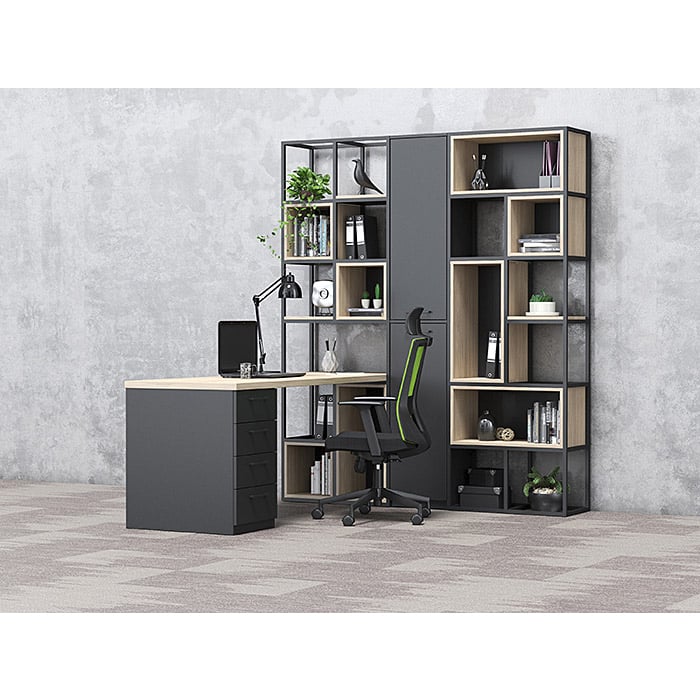 Стелаж Boxi M, метален, 720 х 370 х 2120 mm, черен