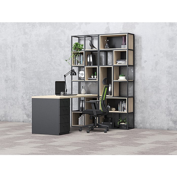 Стелаж Boxi M, метален, 720 х 370 х 2120 mm, черен