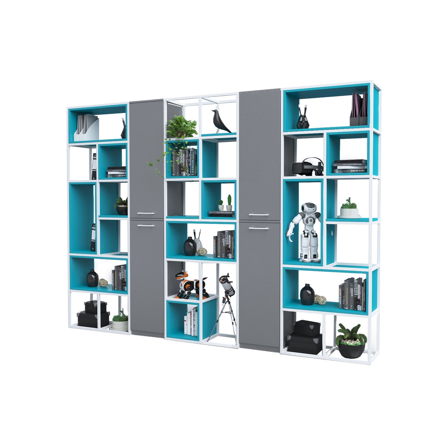 Стелаж Boxi M, метален, 720 х 370 х 2120 mm, бял