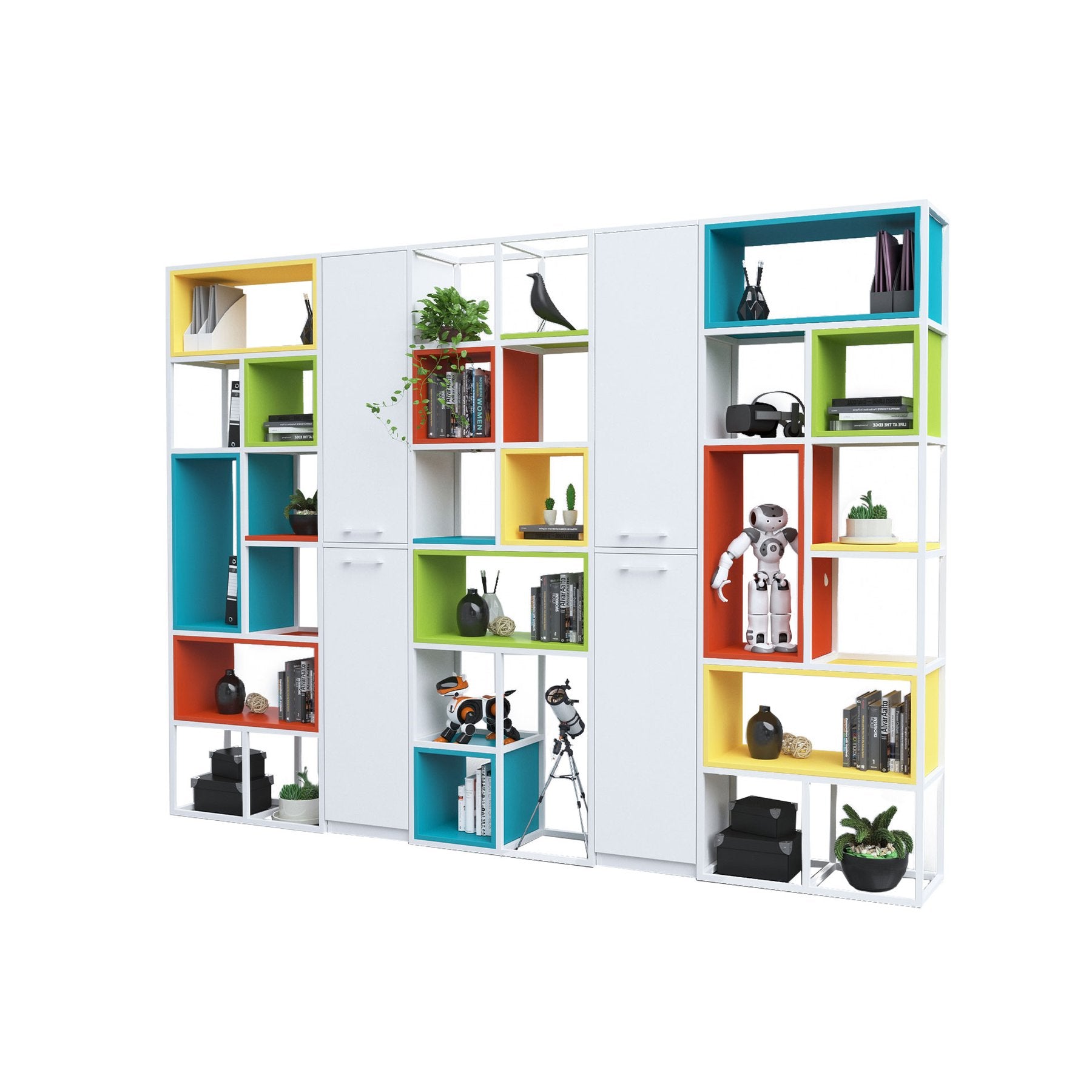 Стелаж Boxi M, метален, 720 х 370 х 2120 mm, бял