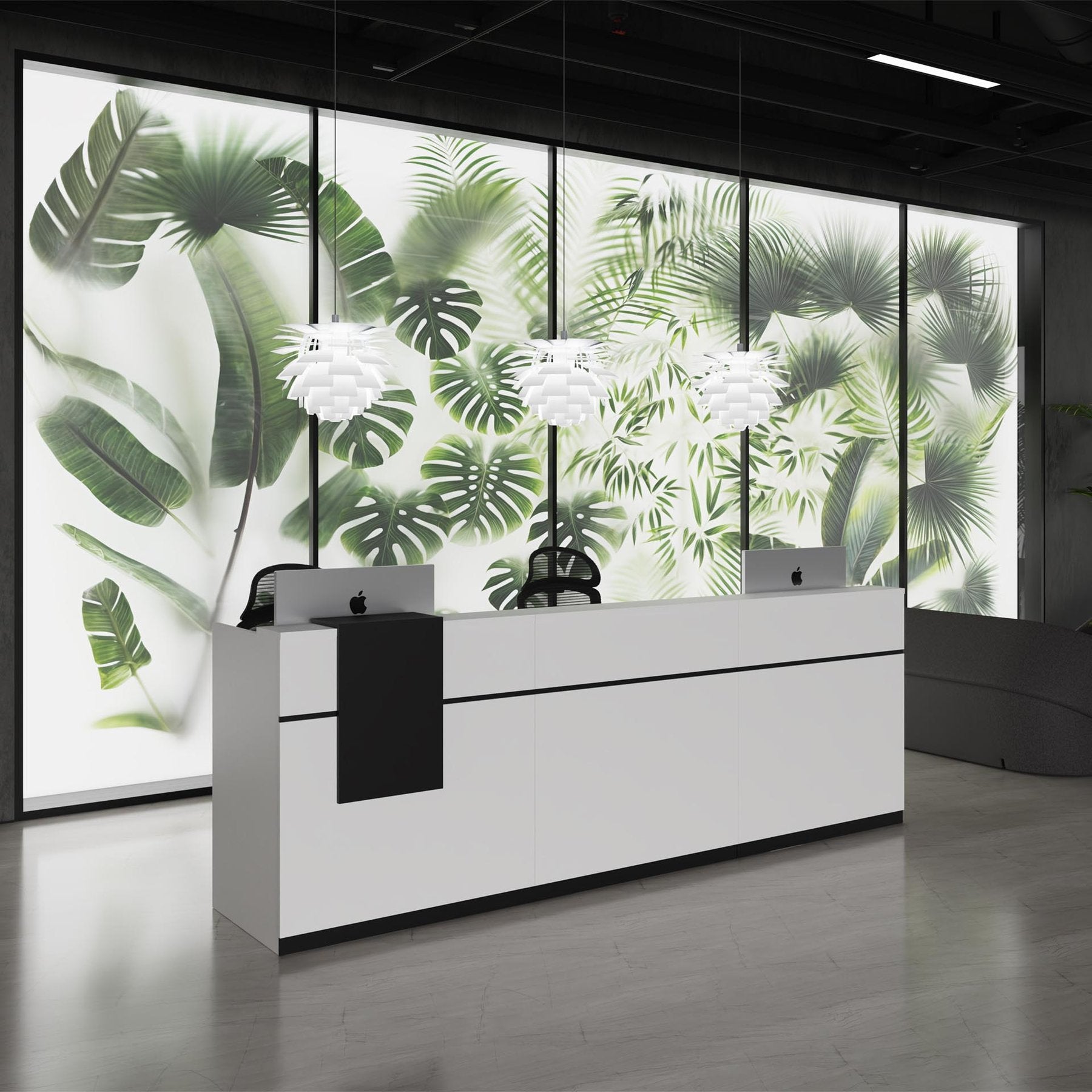 Рецепция Ravena, 2000 х 632 х 1066 mm, ПДЧ, бяло-черна