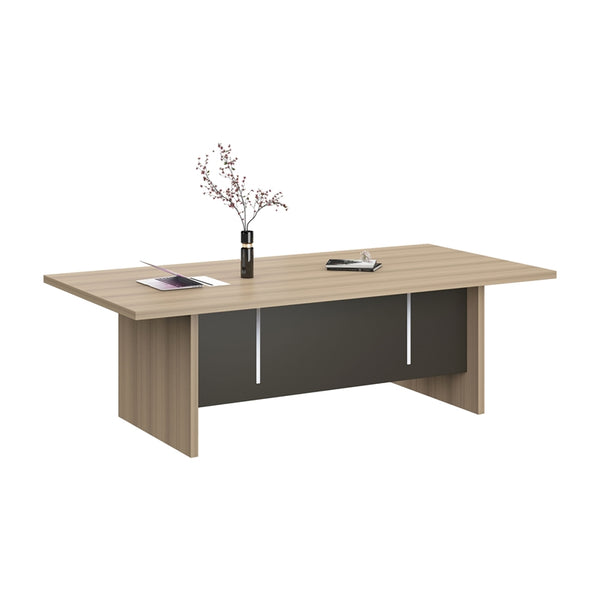 Заседателна маса Milano, 2400 х 1200 х 750 mm, правоъгълен плот, ПДЧ 25 mm, светъл дъб и тъмносиво