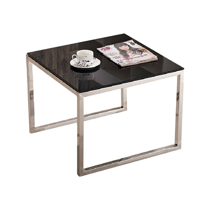 Ниска маса Luxo Chrome, 600 х 600 х 440 mm, квадратен стъклен плот, черна