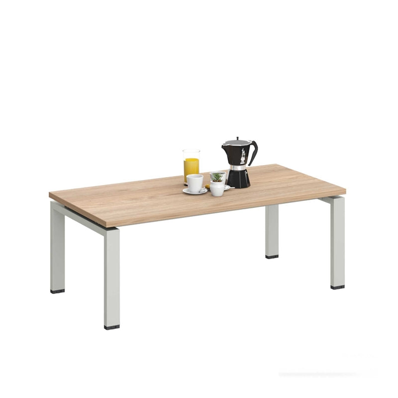 Ниска маса Monaco, 1200 х 600 х 450 mm, правоъгълен плот, ПДЧ 25 mm, метална основа, плот бряст, бял метал