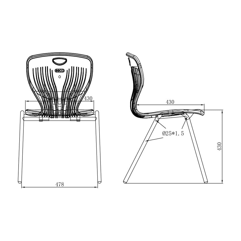 Ученически стол Maxima A, от V до VIII клас, 43 х 45 х 43 cm, до 120 kg, круша