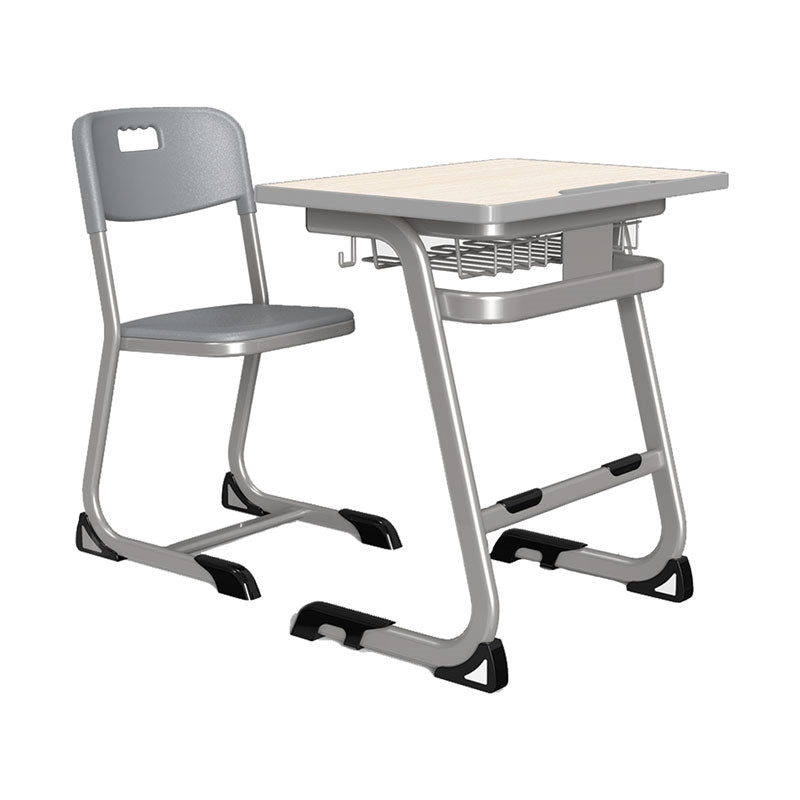 Ергономичен чин и стол Istudy Grey, от VIII до XII клас, 700 х 500 х 760 mm, плот светъл бук, сиви крака