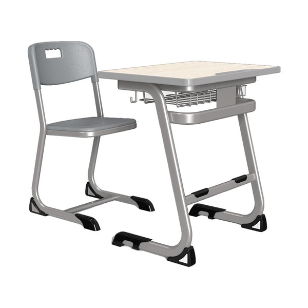 Ергономичен чин и стол Istudy Grey, от VIII до XII клас, 700 х 500 х 760 mm, плот светъл бук, сиви крака