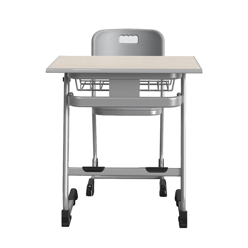 Ергономичен чин и стол Istudy Grey, от VIII до XII клас, 700 х 500 х 760 mm, плот светъл бук, сиви крака