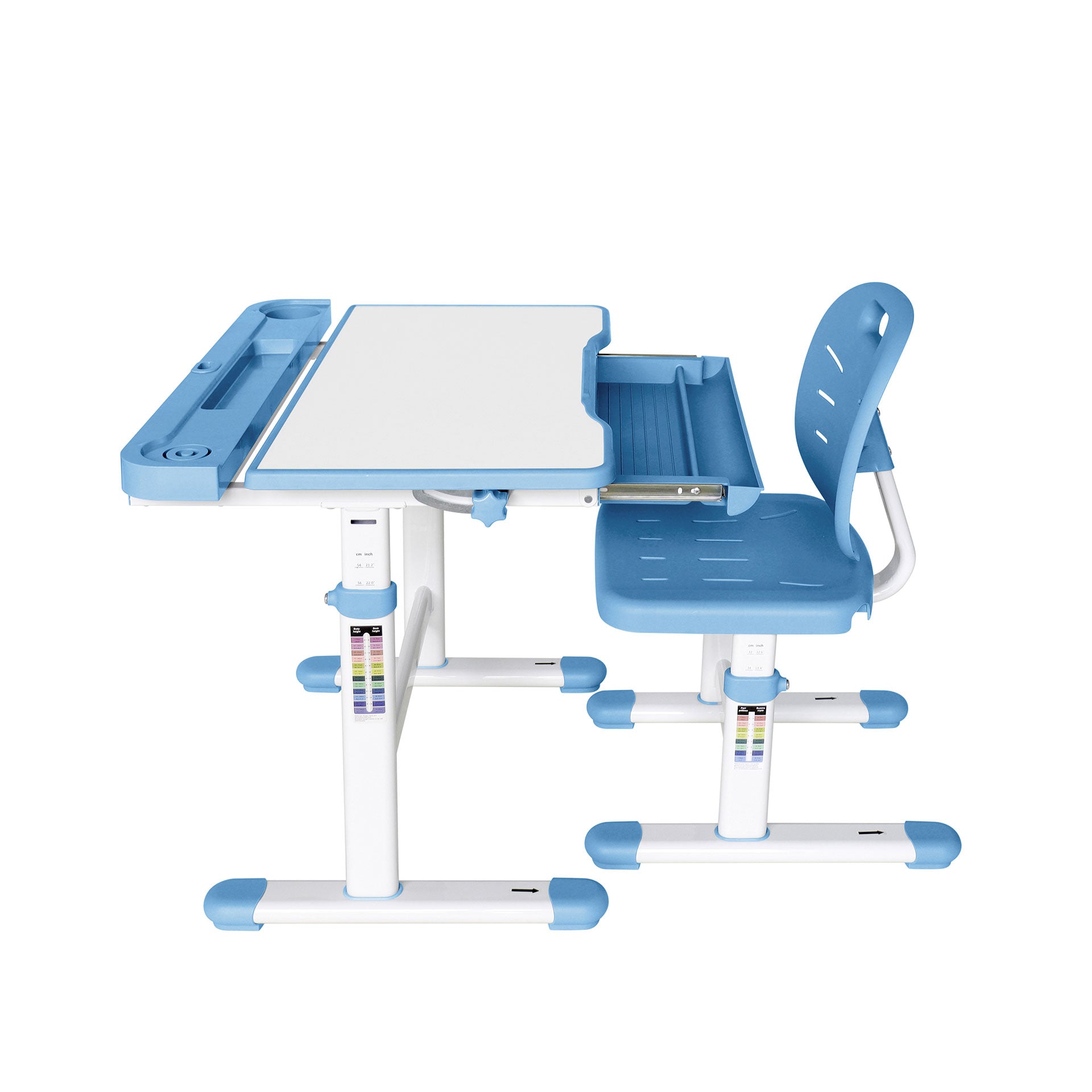 Ергономичен чин и стол Ergo Tech 403X, ученически, MDF плот, метални крака, син